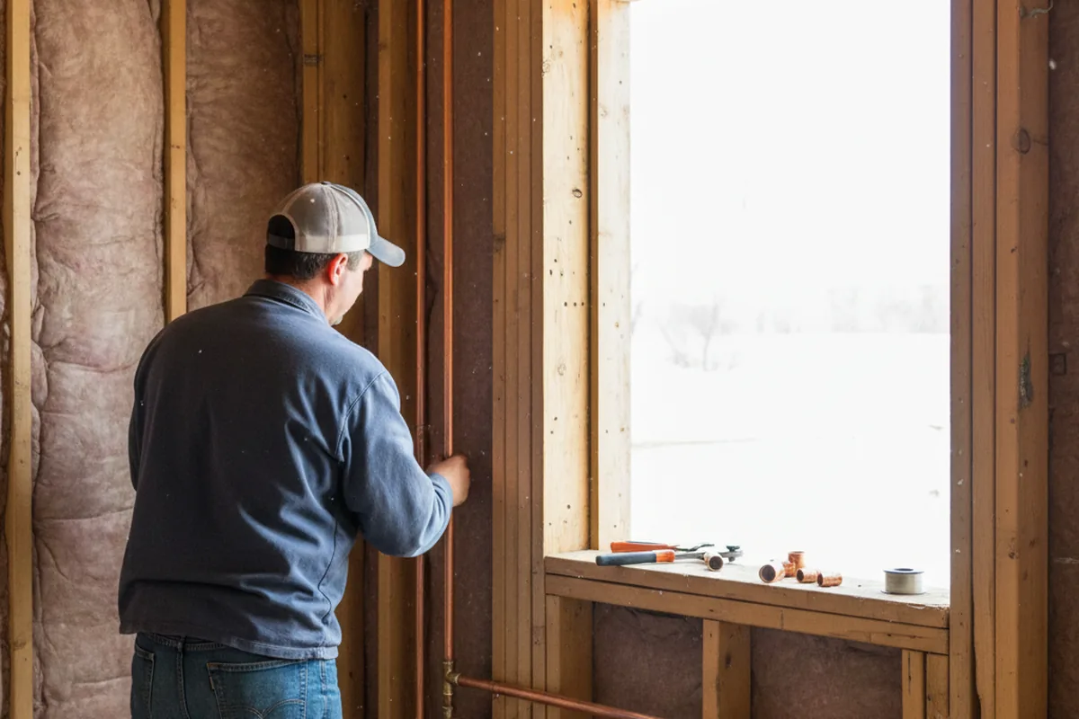 Licensed plumber running new copper supply lines in a Tate home